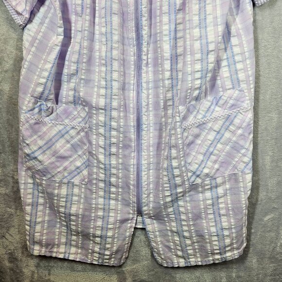 Croft & Barrow Robe night gown Womens XL Zip Pockets crinkle embroidered granny - Picture 9 of 15